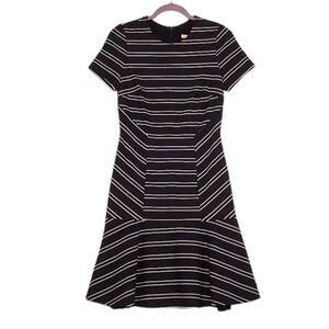Anthropologie HUTCH Black‎ White Eleanor Mini Dress Size Small Women